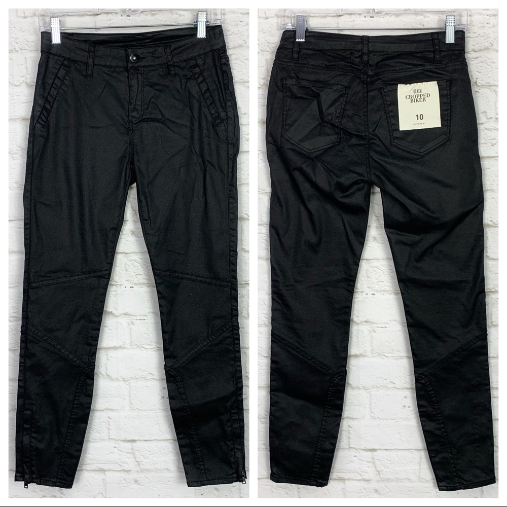 Witchery Coated Cropped Biker Zipper Ankle Jeans